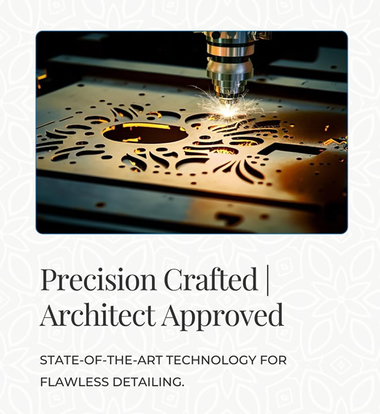 Custom laser cut jaali partition design for interior space