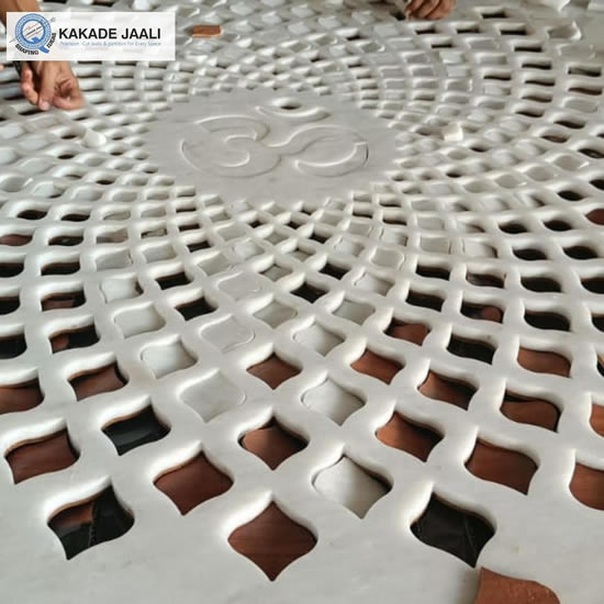 Custom MDF mandir jaali with intricate CNC cutting pattern