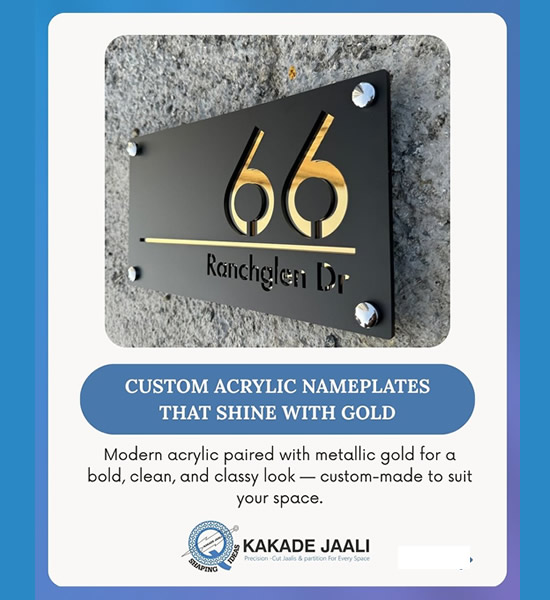 Personalized acrylic name plate design for apartments