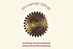 Customised Mandir Backdrops with Antique Brass Om Design