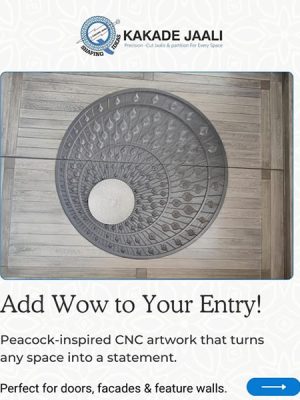 Intricate peacock design panel with high precision CNC cutting